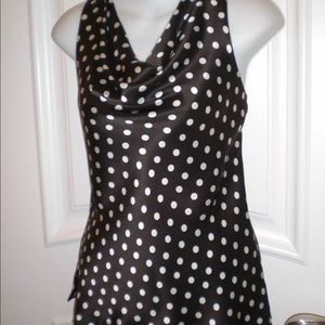 ESCADA Silk Polka Dot Print Sleeveless Top Blouse